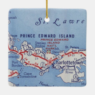 Charlottetown PEI Vintage Map Ceramic Ornament
