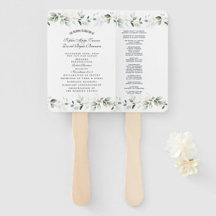 Charm Airy Watercolor Greenery Wedding Program Hand Fan
