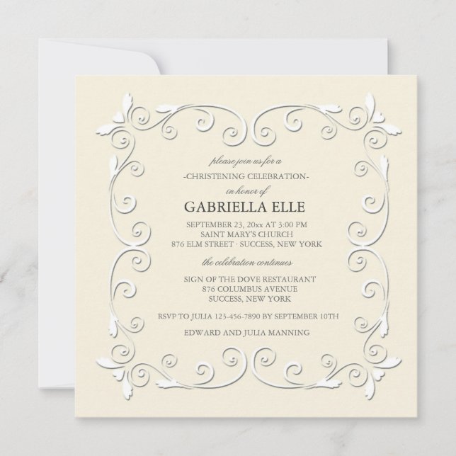 Charm and Grace Christening Invitation (Front)