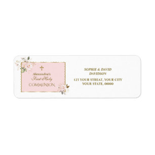 Charm Blush Pink Gold Floral Holy Communion