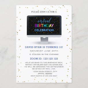 Charm Boy Colourful Virtual Birthday Celebration Invitation
