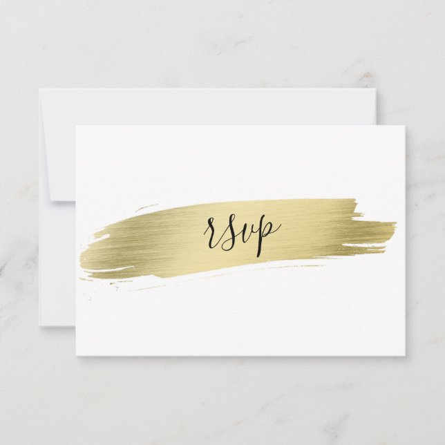 Charm Calligraphy Gold Stroke Wedding RSVP (Front)