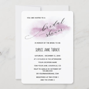 Charm Calligraphy Pink Watercolour Bridal Shower Invitation