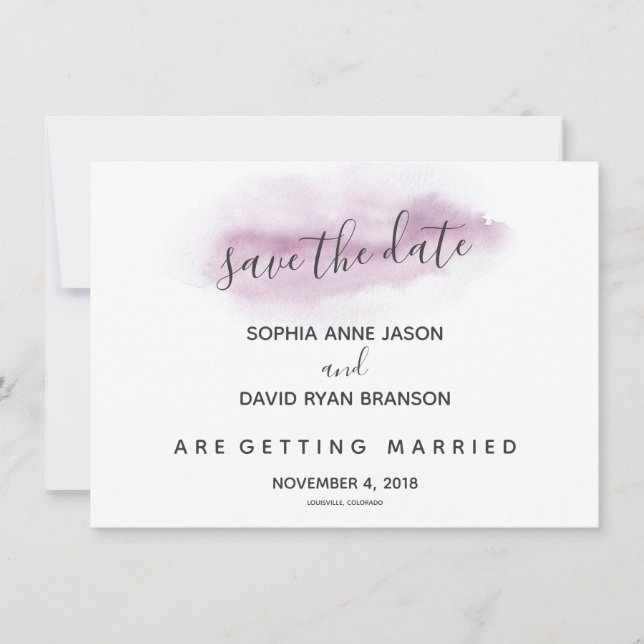 Charm Calligraphy Pink Watercolour Save The Date (Front)