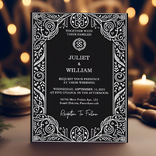 Charm Celtic Nordic Mediaeval Scroll Viking Weddin Invitation