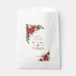 Charm Christmas Red White Poinsettia Frame Wedding Favour Bags