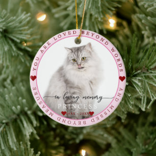 Charm Cute In Loving Memory Cat Photo Monogram Ceramic Tree Decoration