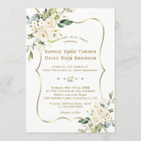 Charm Delicate White Flowers Gold Frame Wedding