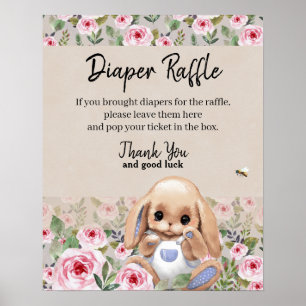 Charm Diaper Raffle Sign Baby Shower Poster