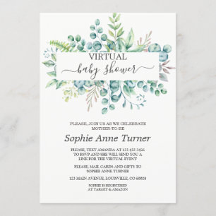 Charm Eucalyptus Virtual Baby Shower By Mail Invitation