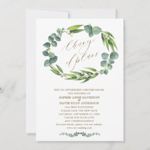 Charm Eucalyptus Wreath Wedding Change Of Plans Invitation