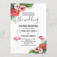 Charm Flamingo Floral Wedding Evening Reception