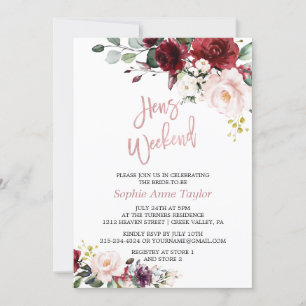 Charm Floral Rose Gold Bachelorette Weekend Party Invitation
