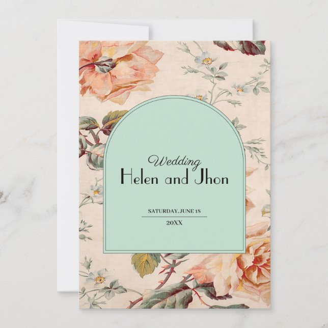 Charm Floral Vintage Invitation (Front)