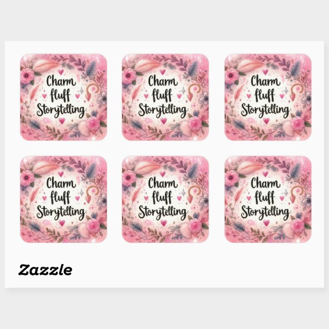 Charm Fluff Storytelling Writers Pink Sparkle  Square Sticker (Sheet)