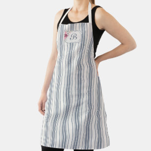 Charm French Farmhouse Blue and white Striped Apron