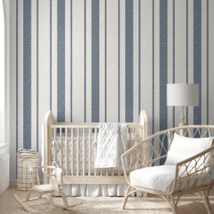 Charm French Farmhouse Blue and white Striped Wallpaper