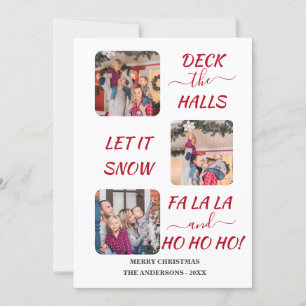 Charm Fun Colourful Three Photos Christmas  Holiday Card