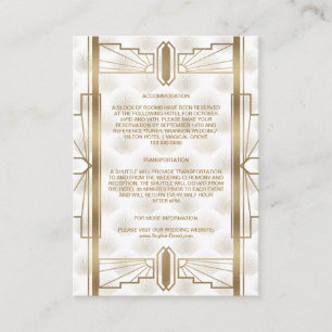 Charm Gold Great Gatsby Art Deco Wedding Details Enclosure Card