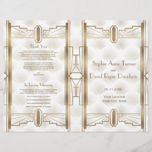 Charm Gold Great Gatsby Art Deco Wedding  Program