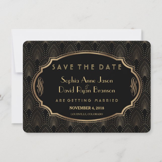 Charm Great Gatsby 20s Art Deco Save The Date (Front)