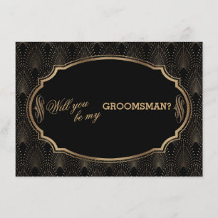 Charm Great Gatsby Art Deco Wedding GROOMSMAN Invitation