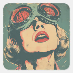 Charm in Glasses Square Sticker