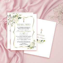 Charm Invitacion De Bautizo Con Flores Baptism Invitation