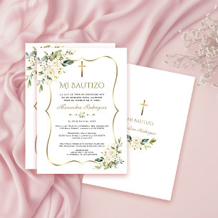 Charm Invitacion De Bautizo Con Flores Baptism Invitation