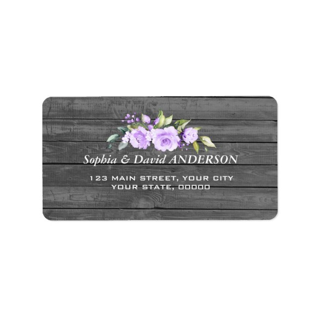 Charm Lavender Floral Barn Wood  Wedding Label (Front)