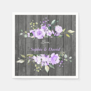 Charm Lavender Floral Barn Wood Wedding Napkin