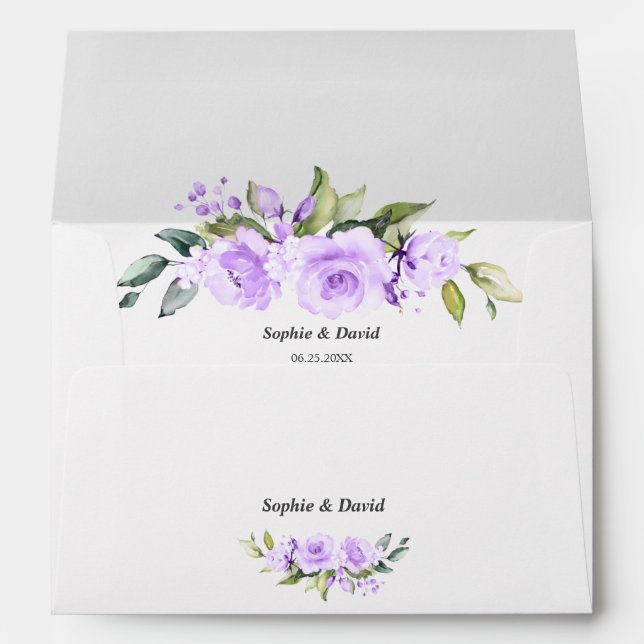 Charm Lavender Flowers Wedding Return Address Envelope (Back (Bottom))