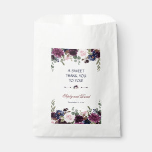 Charm Lavender Navy Blue Floral Bloom THANK YOU Favour Bags