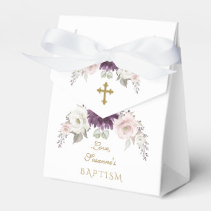 Charm Lavender Pink Blush Flowers Monogram Baptism Favour Box