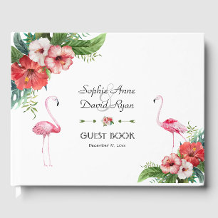 Charm Luau Flamingo Tropical Floral Wedding Guest Book