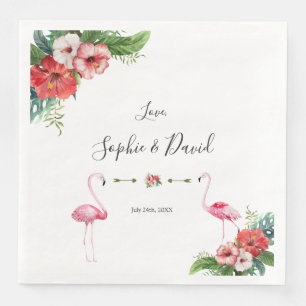 Charm Luau Flamingo Tropical Floral Wedding Napkin