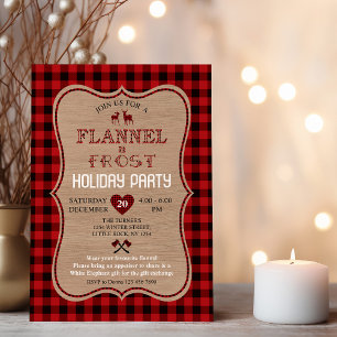 Charm Lumberjack Flannel and Frost Holiday Party Invitation