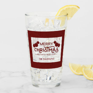 Charm Merry Christmas and Happy New Year Monogram Glass