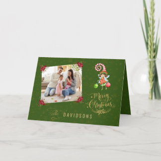 Charm Merry Christmas Fairy Family Photo Card