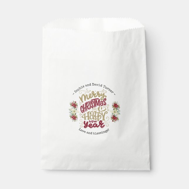 Charm Merry Christmas Happy New Year Typography Favour Bags (Front)