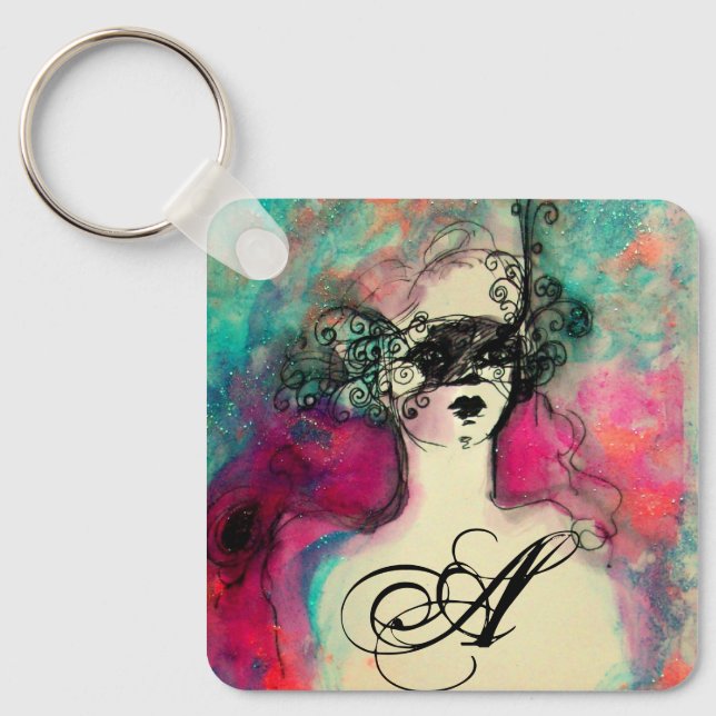 CHARM MONOGRAM / Mysterious Beauty with Mask Key Ring (Front)