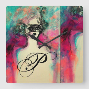 CHARM MONOGRAM SQUARE WALL CLOCK