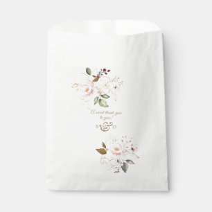 Charm Pink Blush Gold Flowers Monogram Wedding Favour Bags