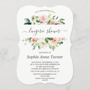Charm Pink Cream Floral Calligraphy Bridal Shower Invitation