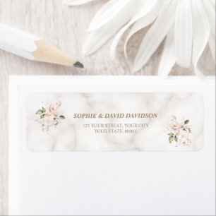 Charm Pink Gold Flowers Baptism Return Address 