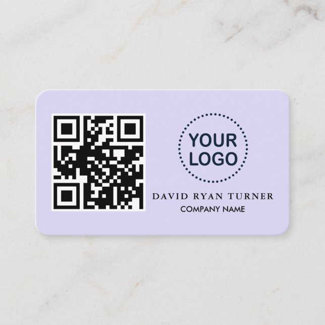 Charm QR Code Business Logo Lavender Professional  Card (Front)