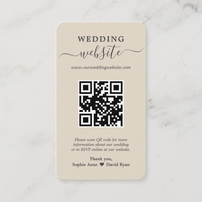 Charm QR Code Photo Wedding Website Enclosure Card (Front)