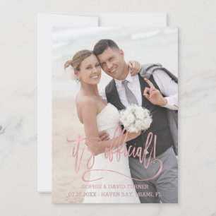 Charm Rose Gold Calligraphy It's official Wedding Announcement