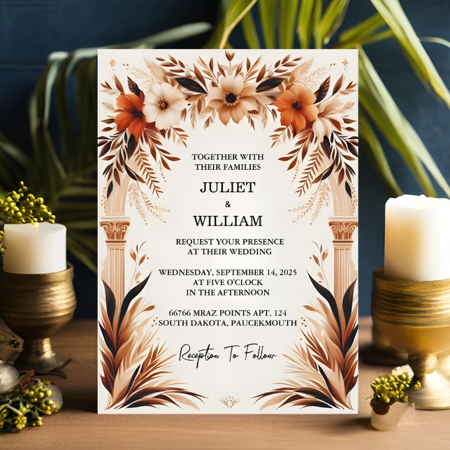 Charm Rustic Fiesta Floral Rose Spanish Wedding Invitation (Creator Uploaded)