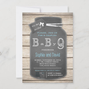 Charm Rustic Mason Jar Chalkboard Baby Shower  Invitation